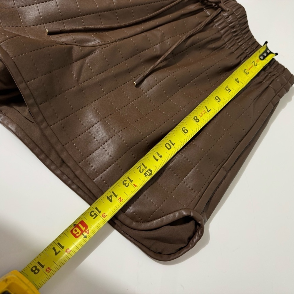 Chocolate Brown Quilted vegan leather normcore scandi minimalist 
Women Shorts - Picture 5 of 6